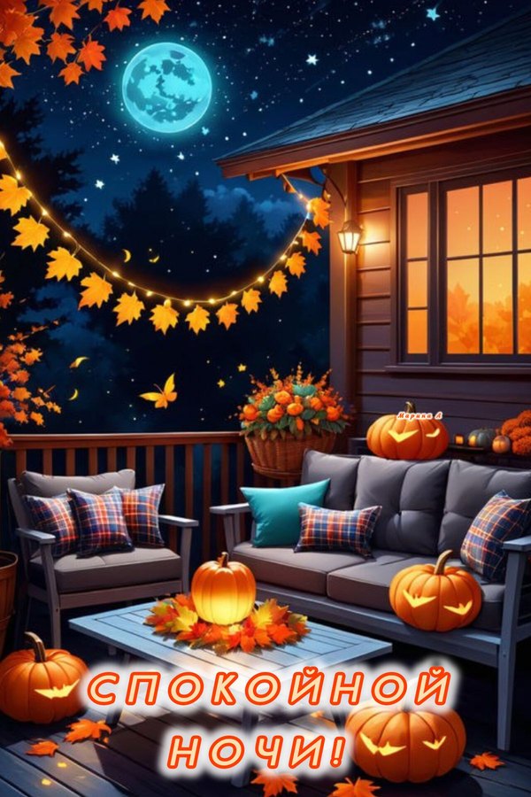 Изображение №71 1200x1800  из коллекции «Осенние открытки «Спокойной доброй ночи!»»