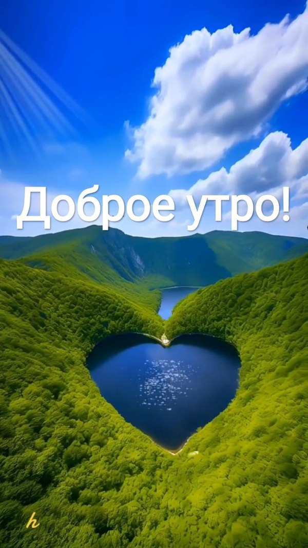 Изображение №21 901x1600 «Доброе утро! Озеро в форме сердца.» из коллекции «Летние открытки «С добрым утром!»»